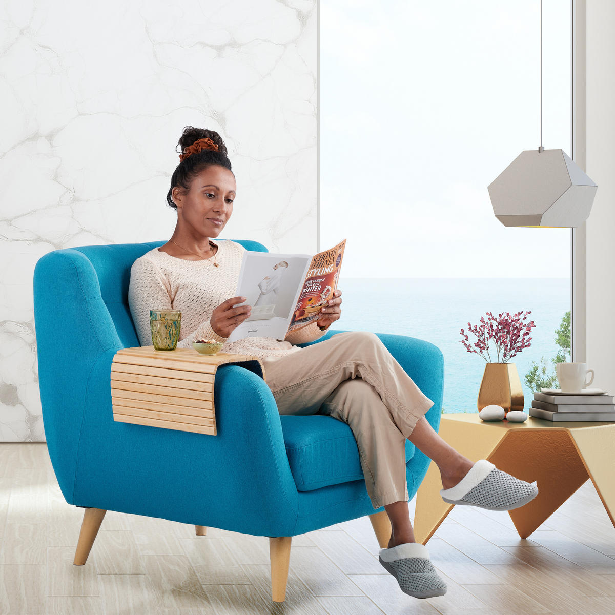 SOFATABLETT - Multicolor, Holz/Textil (42/1/34cm) - Relaxdays