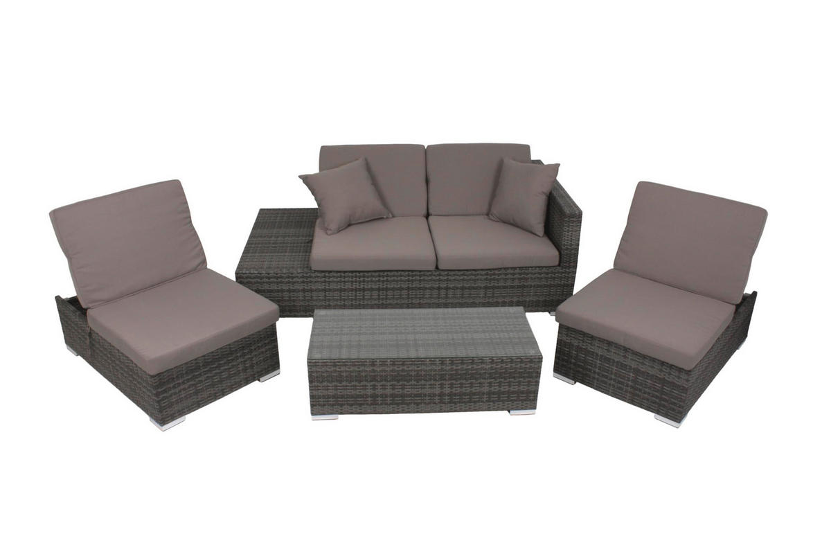 GARTENLOUNGESET Uwe grau Gartengarnitur - Grau, Kunststoff - DELUKE