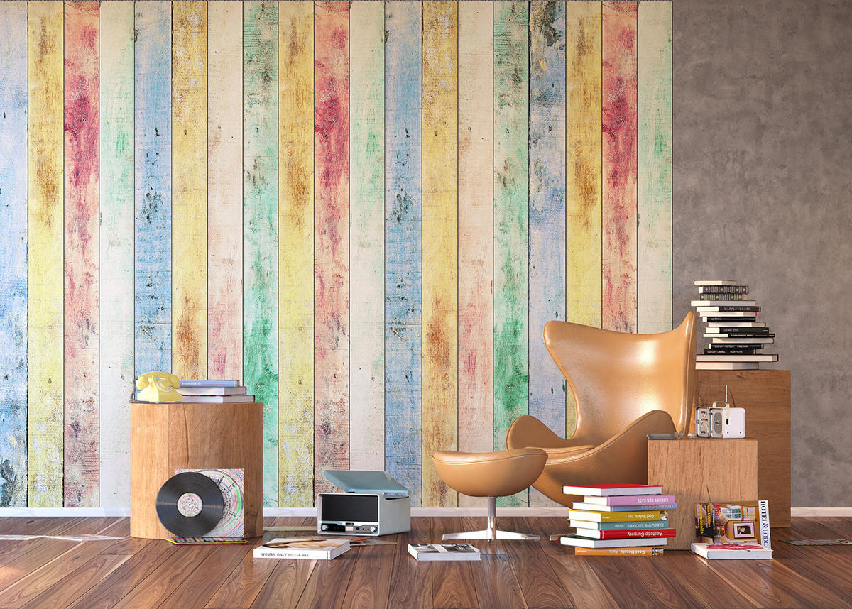 FOTOTAPETE Holzoptik 375 x 270 cm - Multicolor, Papier (375/270cm) - Sanders & Sanders