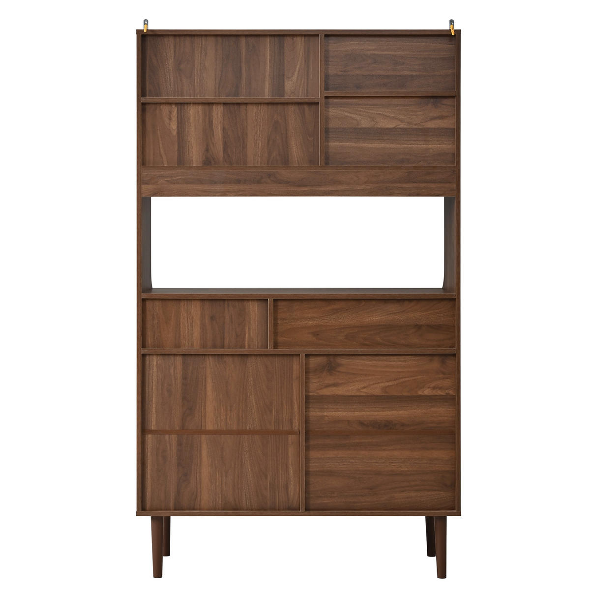 KÜCHENSCHRANK mit Türen, Schublade und offenen Regalen - Walnussfarben, Holzwerkstoff (100/170/32cm) - FLIEKS