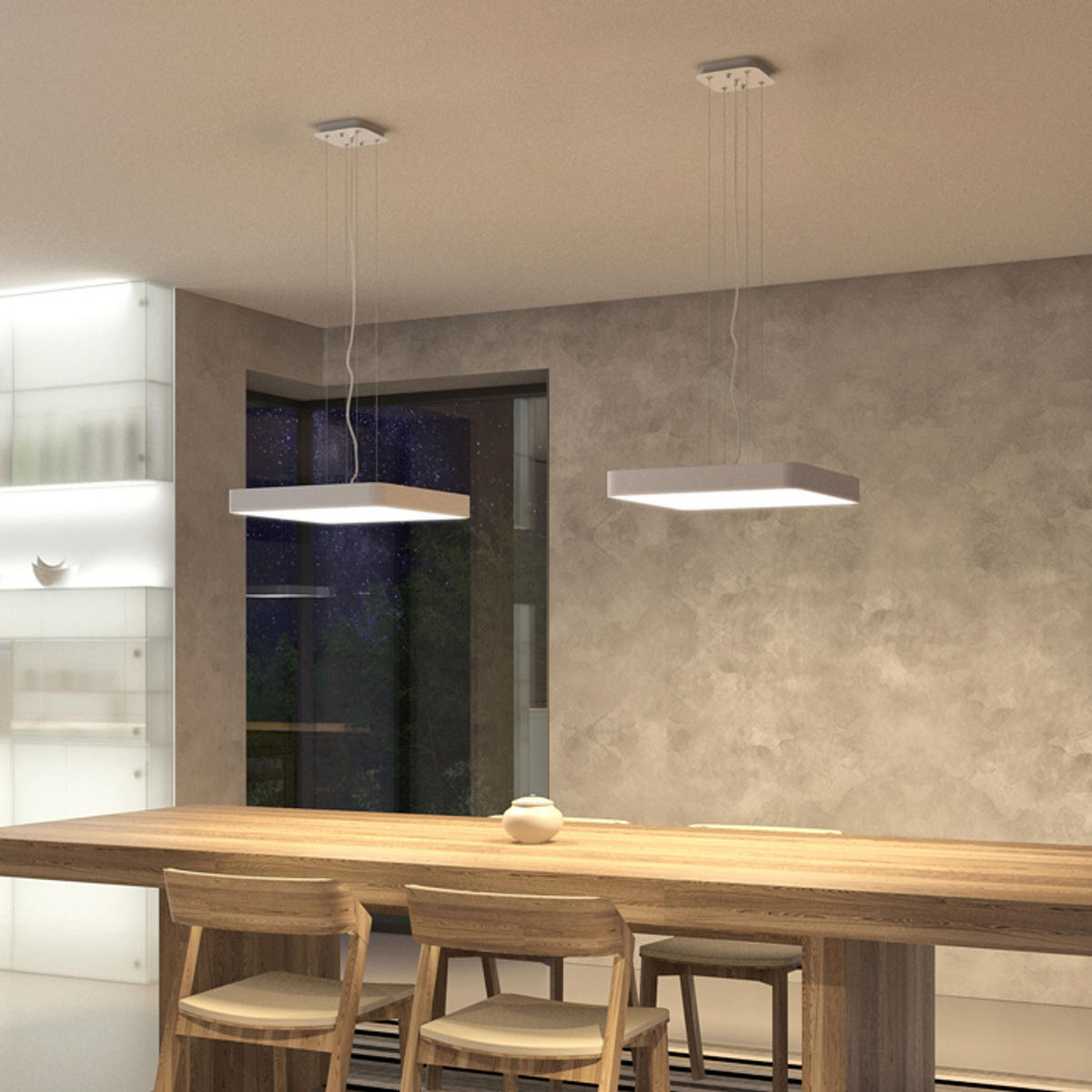 PENDELLEUCHTE MENSA SQ 48 Weiß 56 W - Weiß, Metall (30/30/120cm) - Rendl