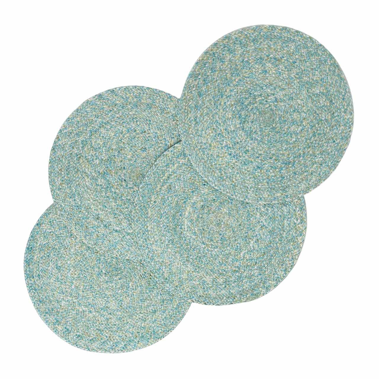 TISCHSET grün im 4er-Set, Platzsets rund geflochten, 40 cm - Grün, Textil (40/40cm) - Homescapes