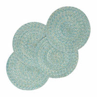 TISCHSET grün im 4er-Set, Platzsets rund geflochten, 40 cm - Grün, Textil (40/40cm) - Homescapes