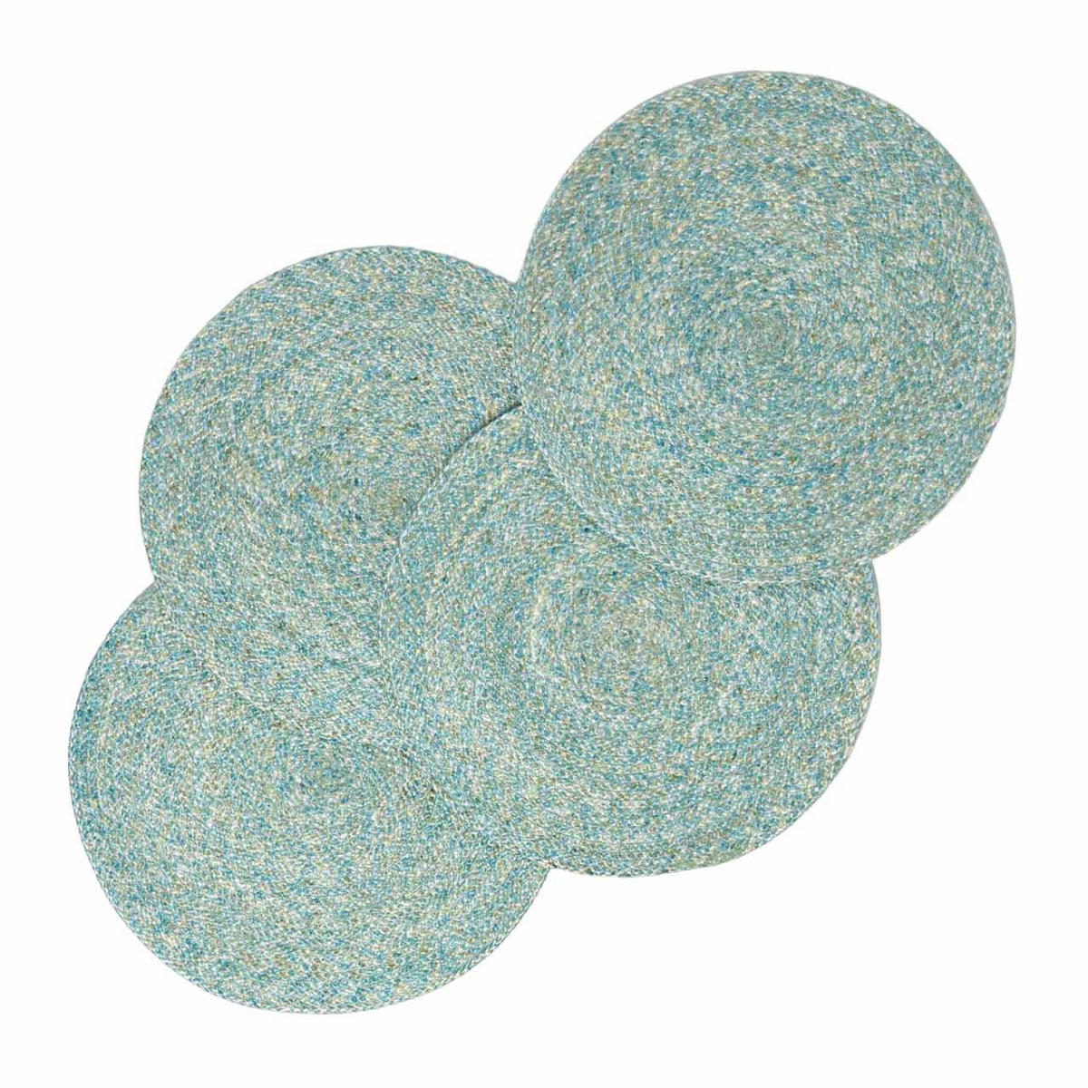 TISCHSET grün im 4er-Set, Platzsets rund geflochten, 40 cm - Grün, Textil (40/40cm) - Homescapes