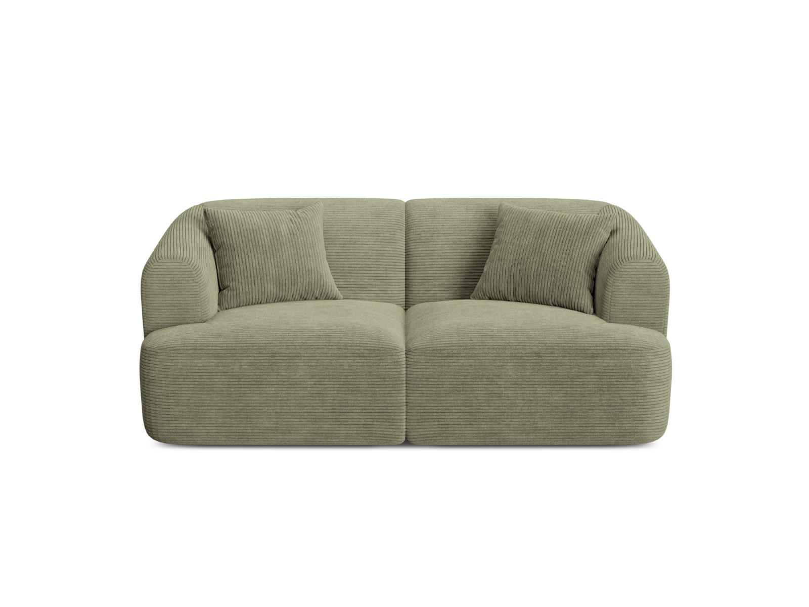 MODULARES-SOFA Campi aus Cord Moosgrün 2 Sitzplätze - Salbeigrün, Textil (90/70/180cm) - Cosmopolitan Design