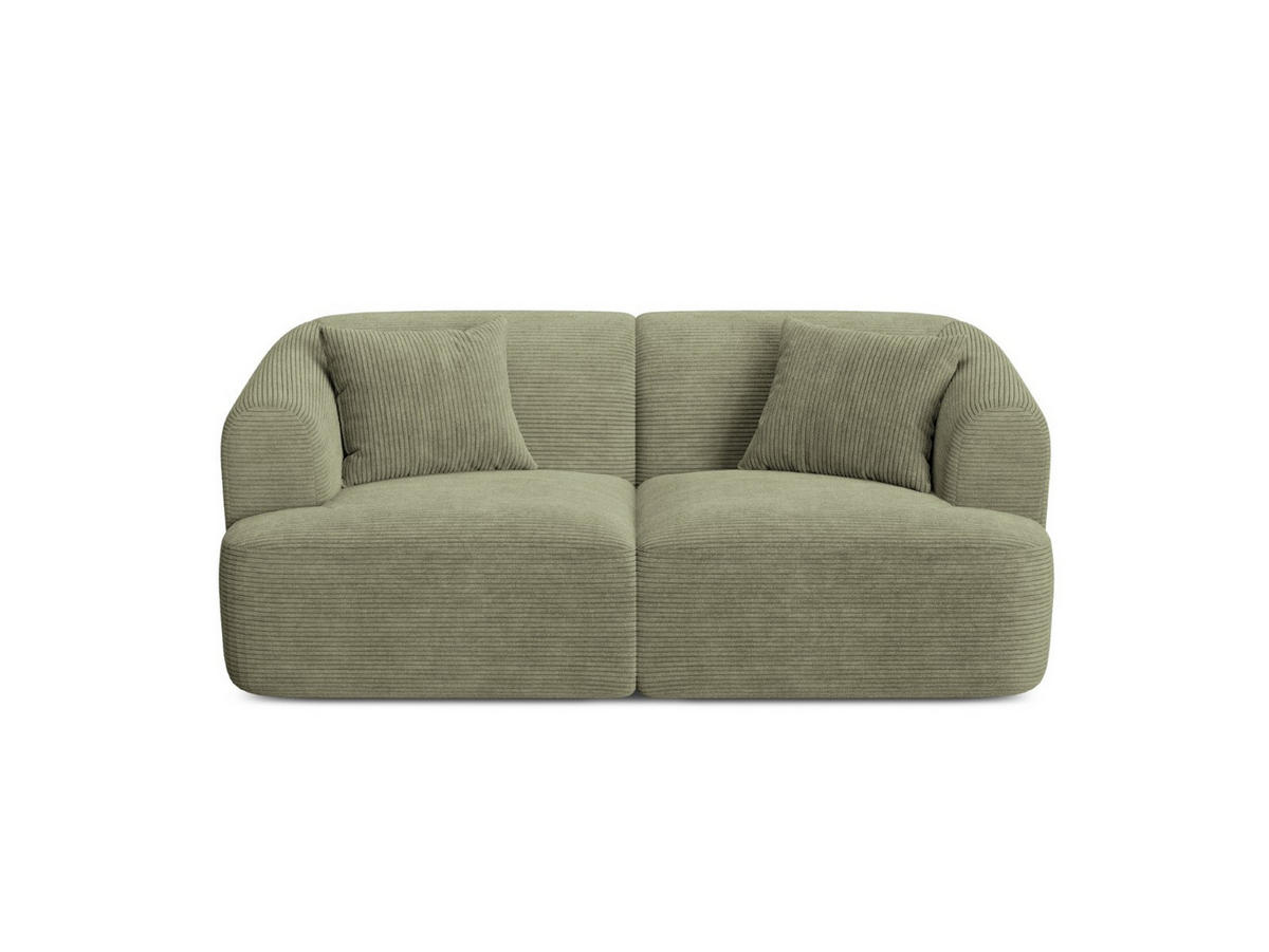 MODULARES-SOFA Campi aus Cord Moosgrün 2 Sitzplätze - Salbeigrün, Textil (90/70/180cm) - Cosmopolitan Design
