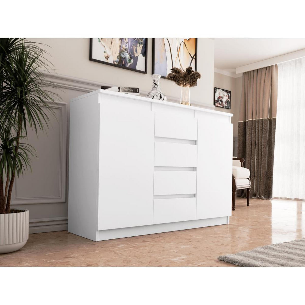 KOMMODE Anthony 2D4S 112/35/82 weiß - Weiß, Holzwerkstoff (112/82/35cm) - Beautysofa