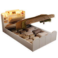 KINDERBETT 90/200 cm aus Holz mit hydraulischem Stauraum, LED-Beleuchtung, USB- und USB-C-Anschluss, Weiß - Weiß, Holz (90/200cm) - Redom
