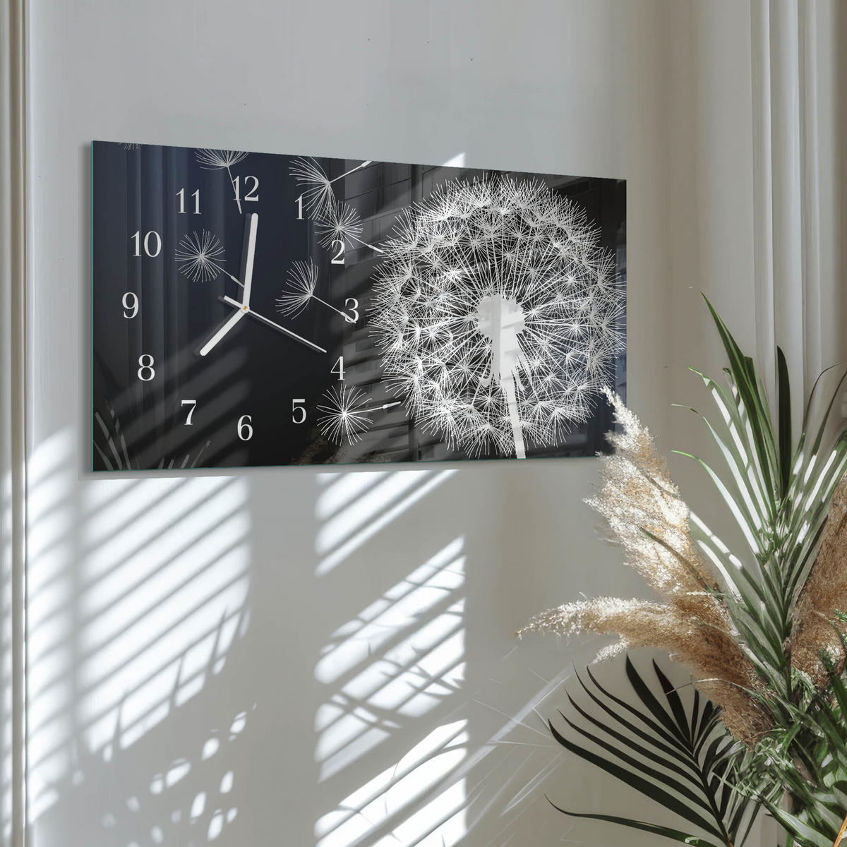 WANDUHR 60x30 cm - Abstraktion - Dunkelblau, Glas (60/30/0.4cm) - TULUP
