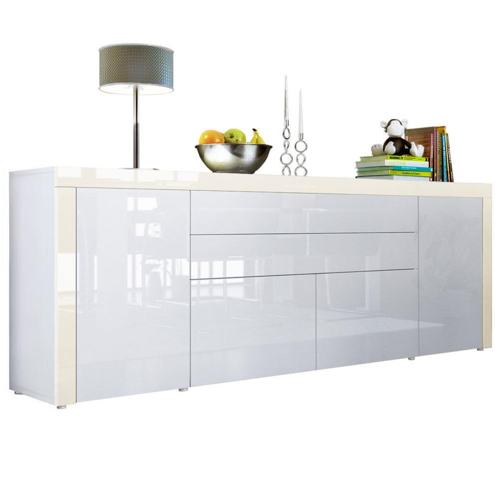 SIDEBOARD La Paz Weiß Hochglanz / Creme Hochglanz - Weiß Hochglanz, Holzwerkstoff (200/72/35cm) - Vladon