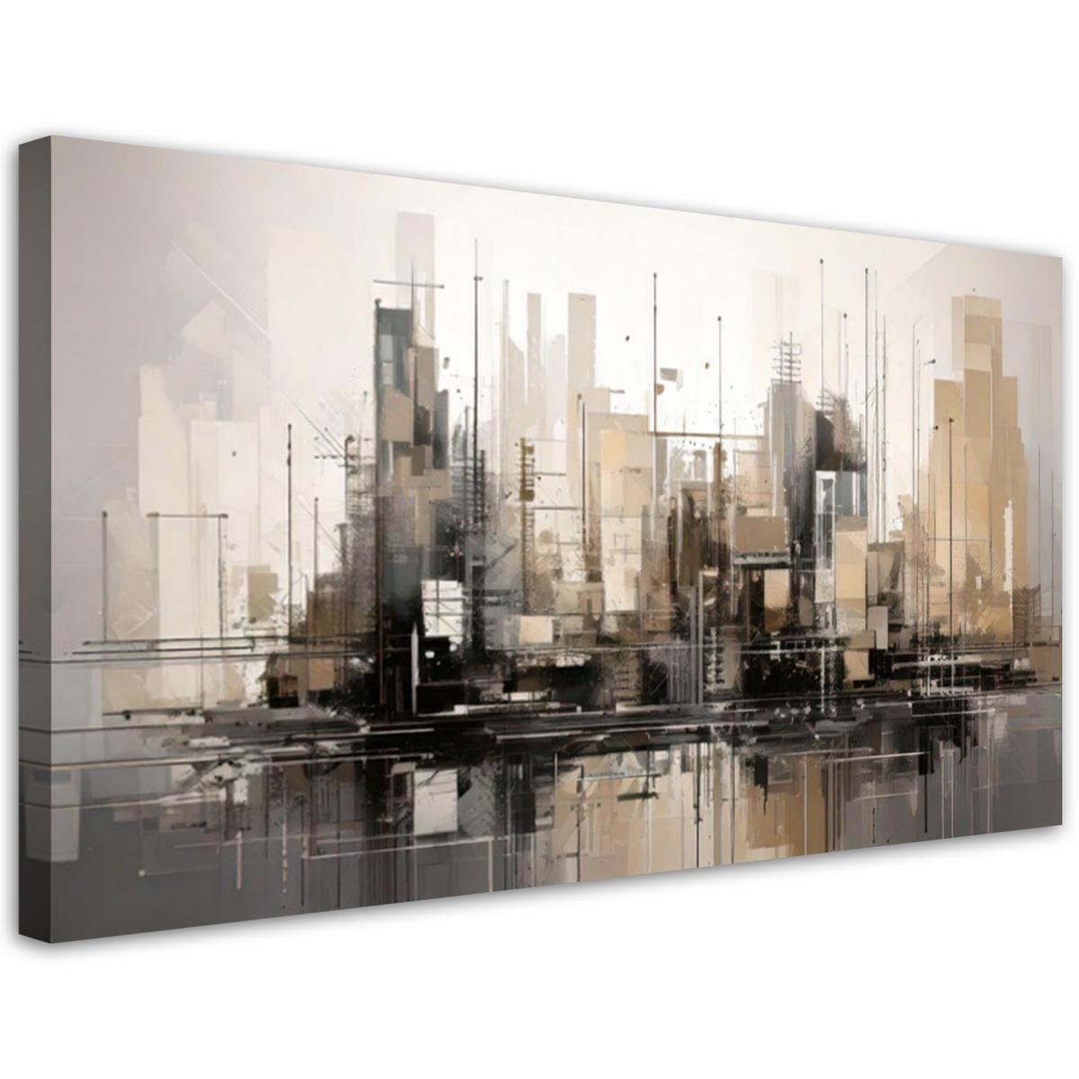 LEINWANDBILD Stadt Abstraktion Braun Stadtlandschaft 100x50cm - Grau, Textil (100/50cm) - Feeby