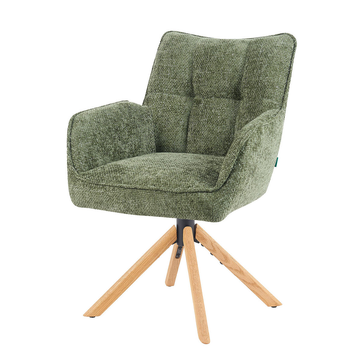 DREHSTUHL Mika-Ida - Honigeiche/Grün, Eichenholz/Holz (59/84/66cm) - DUBI Möbel