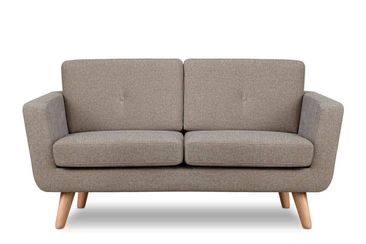 2-SITZER-SOFA TAGIO II mit Armlehnen, Hellbraun - Hellbraun, Textil (88/80/153cm) - KONSIMO®