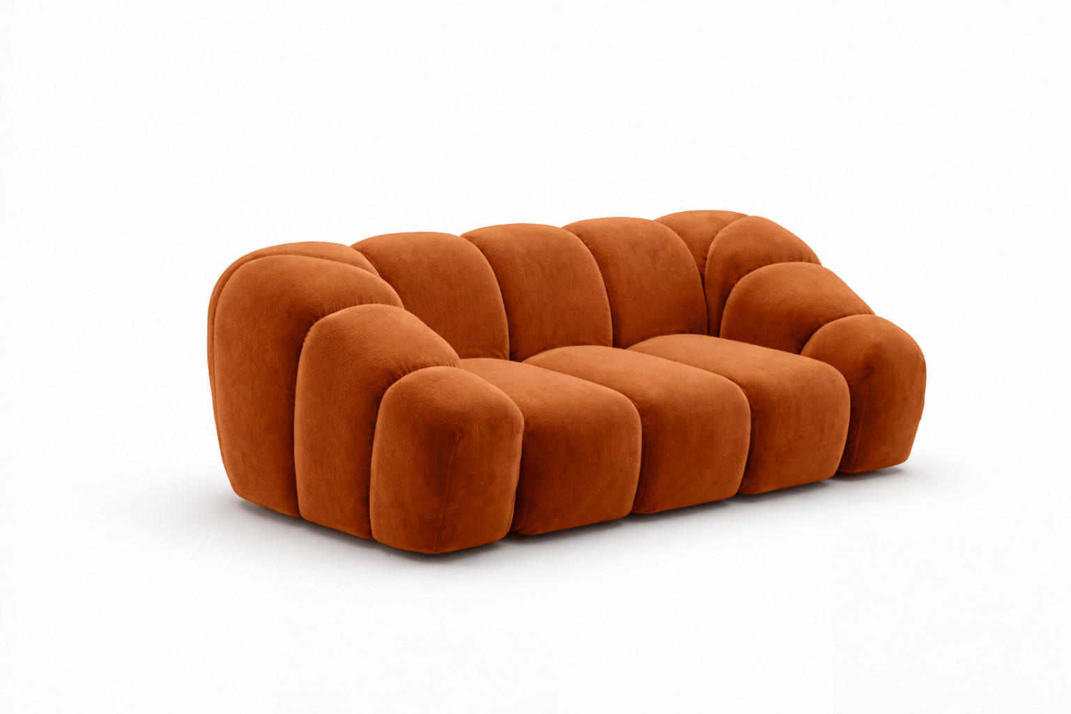 SOFA 2-Sitzer modular, Veloursstoff Bluvel, Zimtfarbe, CROISSANT - Orange, Holz (200/72/115cm) - Kaiser Möbel