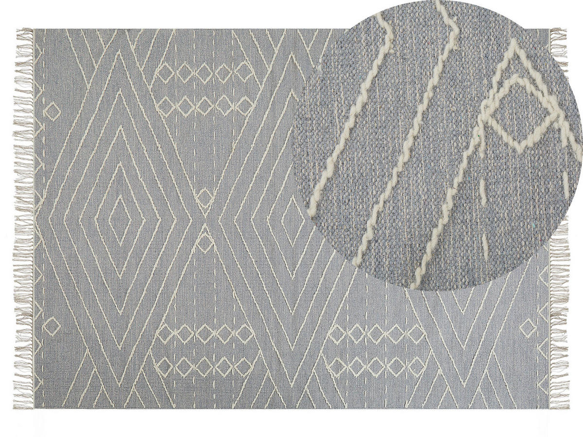 KURZFLOR-TEPPICH Khenifra 200/140 cm - Grau, Textil (140/200cm) - Beliani