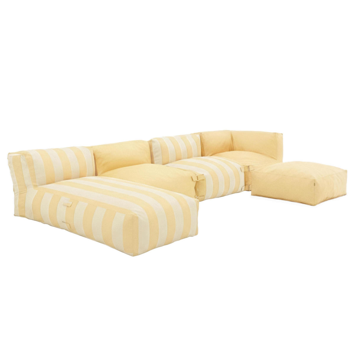 GARTENSOFA mit 5 Sitzplätzen, Hellgelb - Gelb, Textil - Oviala