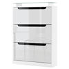 SCHUHSCHRANK Space Weiß Hochglanz / Schwarz Hochglanz - Weiß Hochglanz, Holzwerkstoff (89/128/23cm) - Vladon
