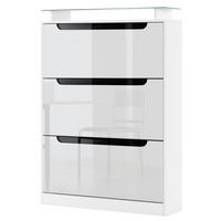 SCHUHSCHRANK Space Weiß Hochglanz / Schwarz Hochglanz - Weiß Hochglanz, Holzwerkstoff (89/128/23cm) - Vladon