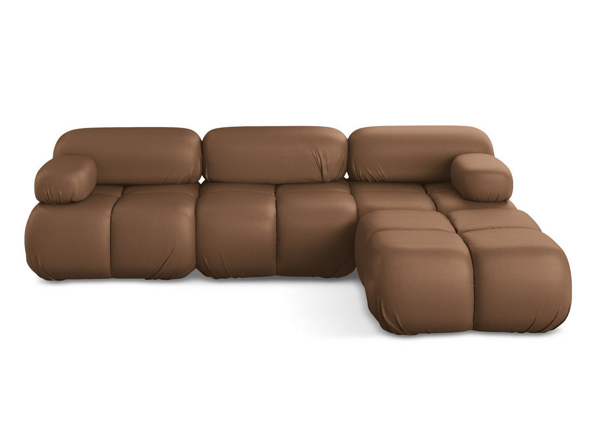 ECKSOFA Beidseitig Kunstleder Braun - Lila/Schwarz, Leder/Kunststoff (285/191cm) - Makamii