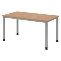 SCHREIBTISCH Serie-H 80/140/74 cm in Nussbaumfarben/Silberfarben - Silberfarben/Nussbaumfarben, Holzwerkstoff (80/140/74cm) - bümö
