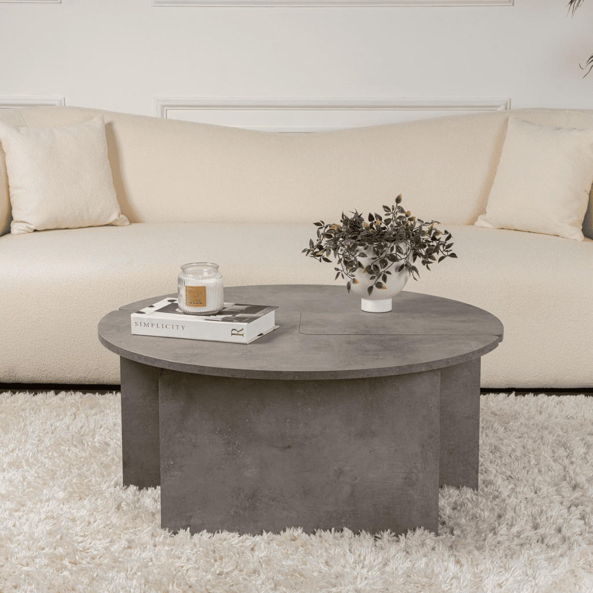 COUCHTISCH moira Gris béton - Grau, Holzwerkstoff (65/90/41cm) - Calicosy