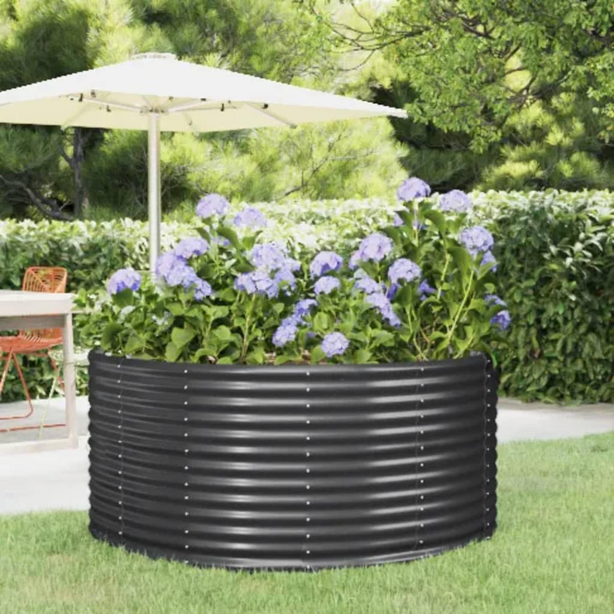 HOCHBEET Anthrazit 140x140x68 cm Verzinkter Stahl - Anthrazit, Metall (140/68/140cm) - furnicato