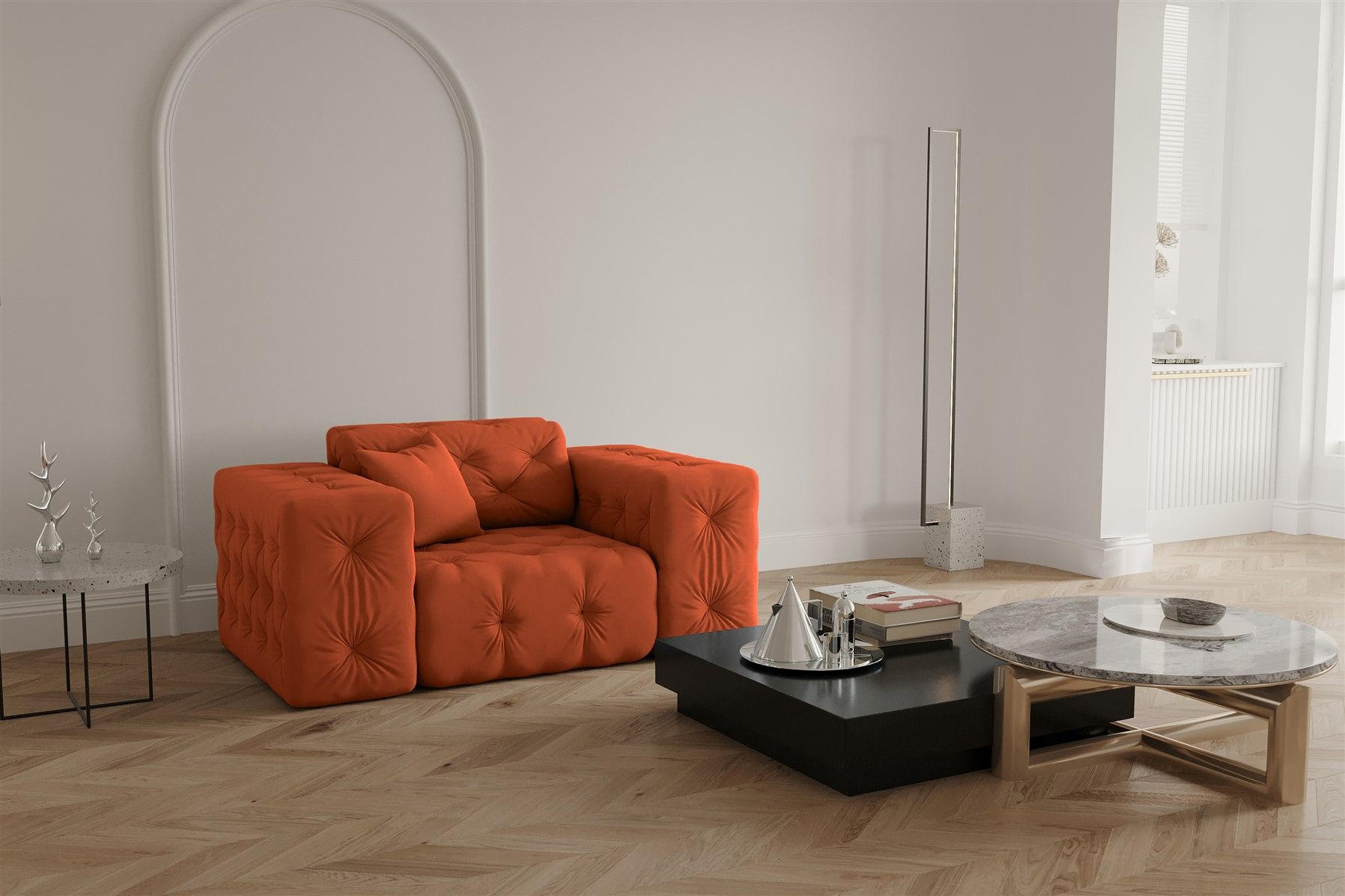 SESSEL Chantal - Orange, Holzwerkstoff/Textil (121/78/96cm) - Fun Möbel