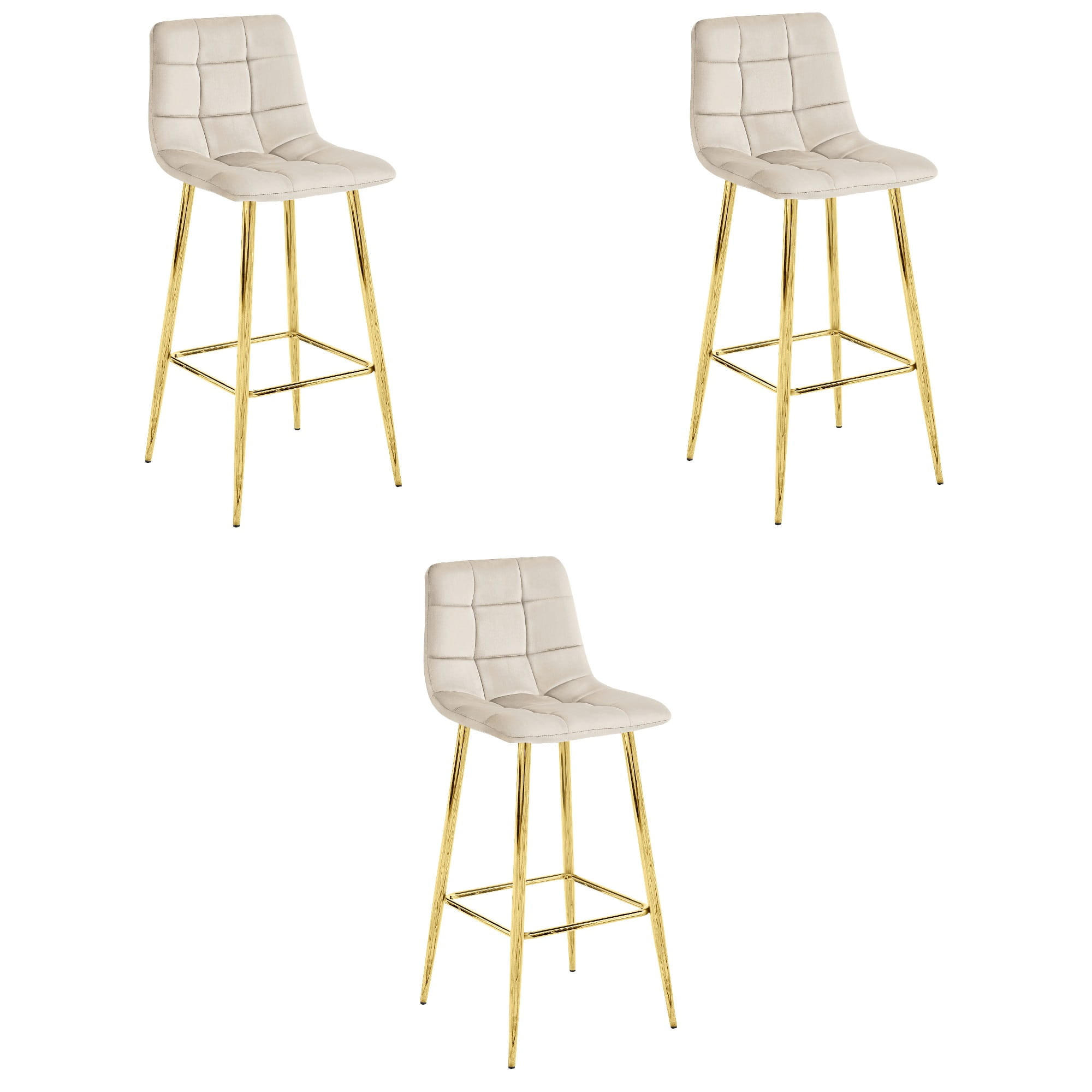 BARHOCKER 3-er Set TEOTO beiger Sitz, Goldbasis - Beige, Textil (43.5/104/32.5cm) - Valora