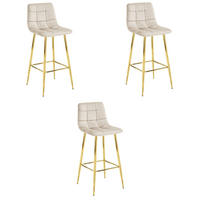 BARHOCKER 3-er Set TEOTO beiger Sitz, Goldbasis - Beige, Textil (43.5/104/32.5cm) - Valora