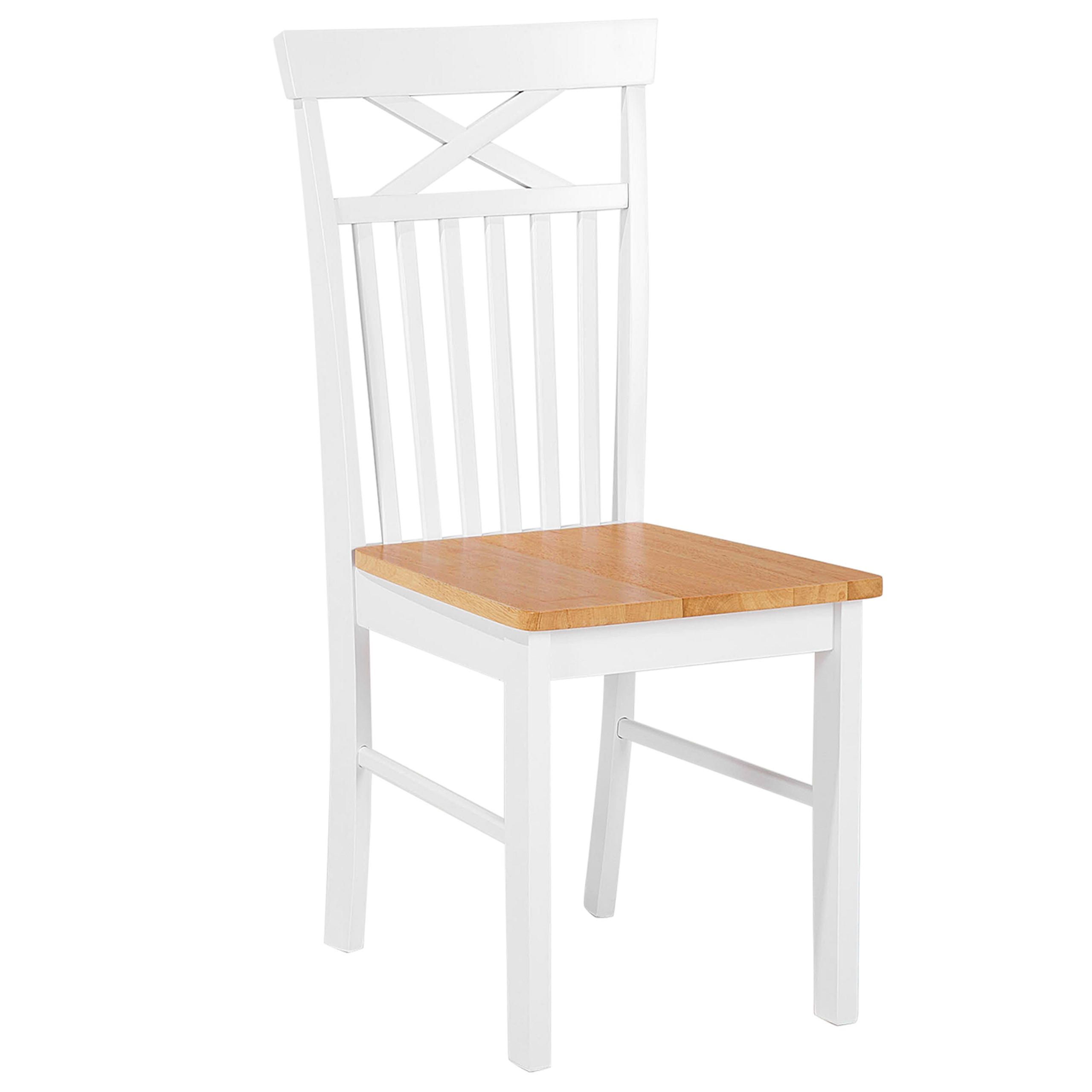 ESSZIMMERSTUHL 2er-Set Gummibaumholz weiß/hellbraun Houston - Hellbraun/Weiß, Holz (44/94/45cm) - Beliani
