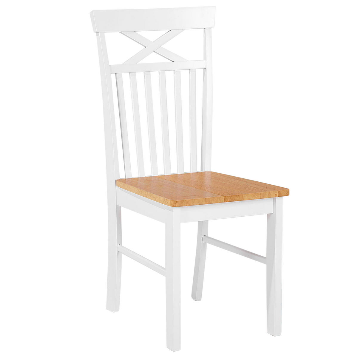 ESSZIMMERSTUHL 2er-Set Gummibaumholz weiß/hellbraun Houston - Hellbraun/Weiß, Holz (44/94/45cm) - Beliani