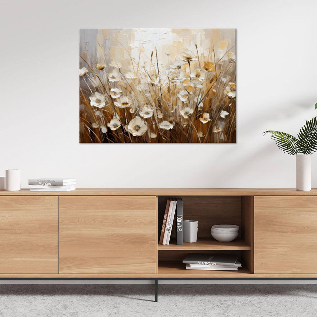 LEINWANDBILD Blumen 120x80cm - Beige, Textil (120/80cm) - Feeby