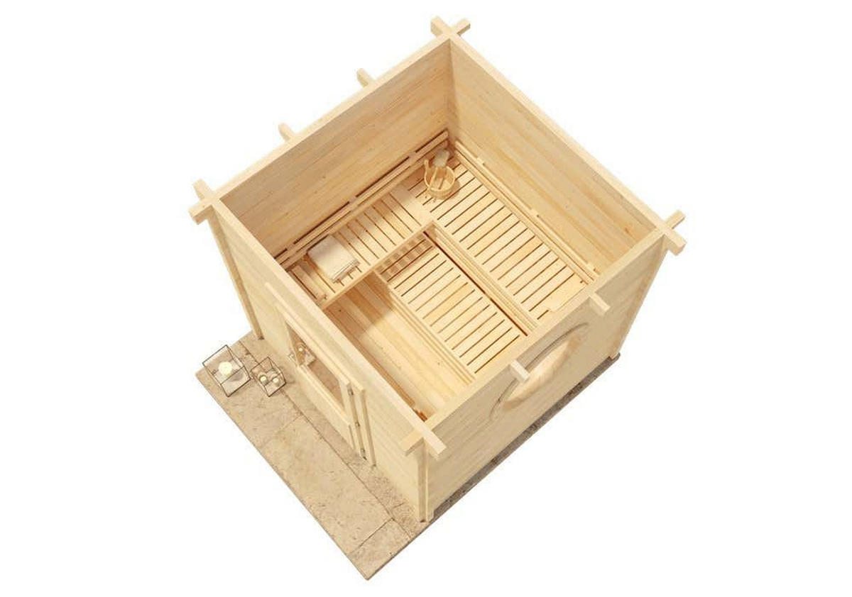 GARTENSAUNA Holz Cubus Compact - Naturfarben, Holz (264/263/267cm) - FinnTherm