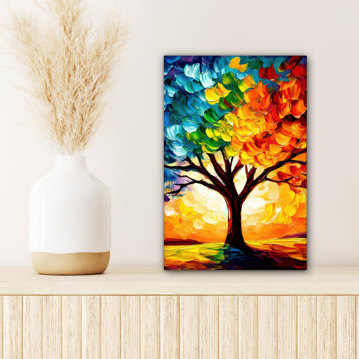 LEINWANDBILD - Baum - Kunst - Natur - Sonnenuntergang - 20x30 - Bilder - Multicolor, Textil (20/30cm) - MuchoWow