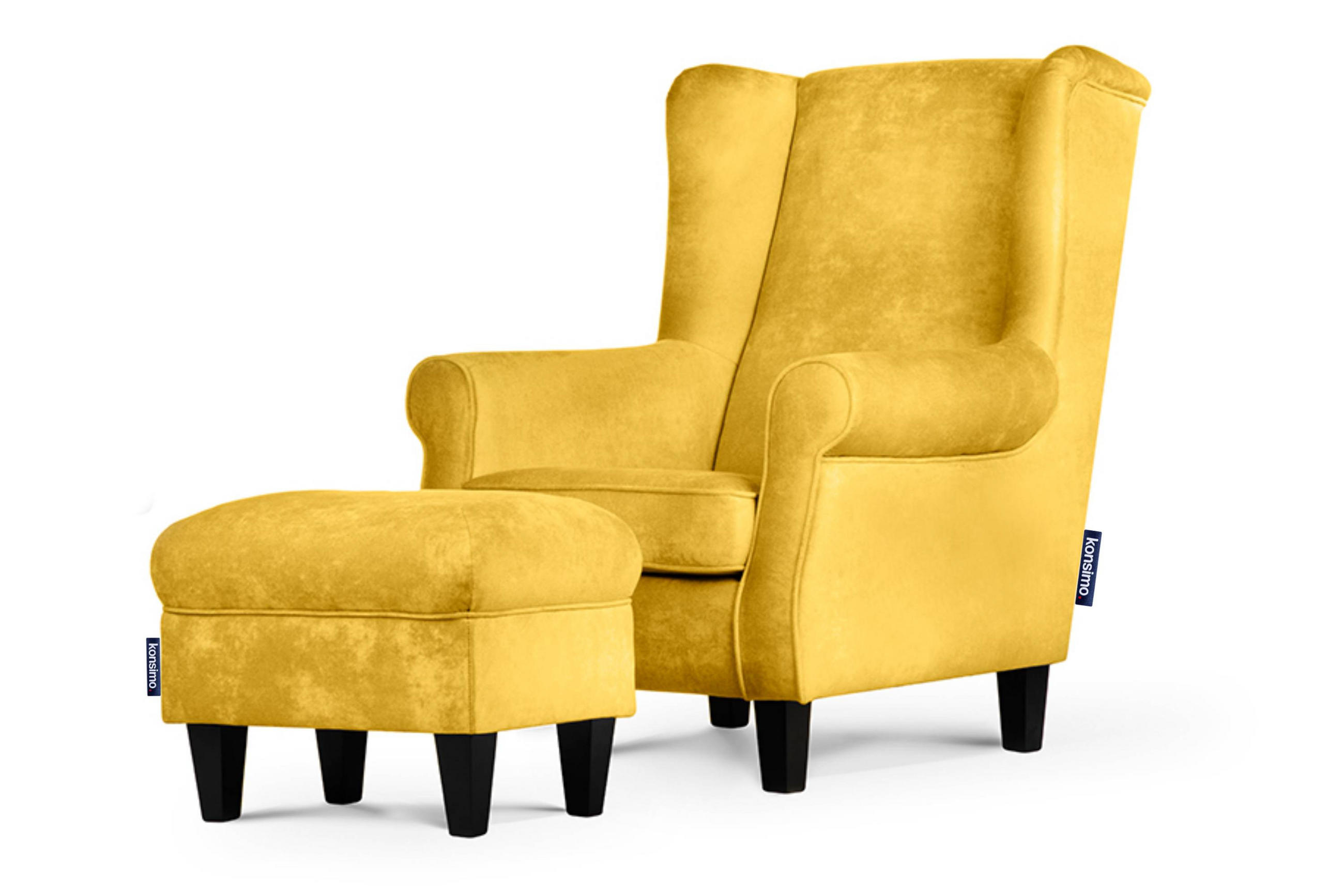 Konsimo® Ohrensessel-Set Gelb 82x105x97 cm