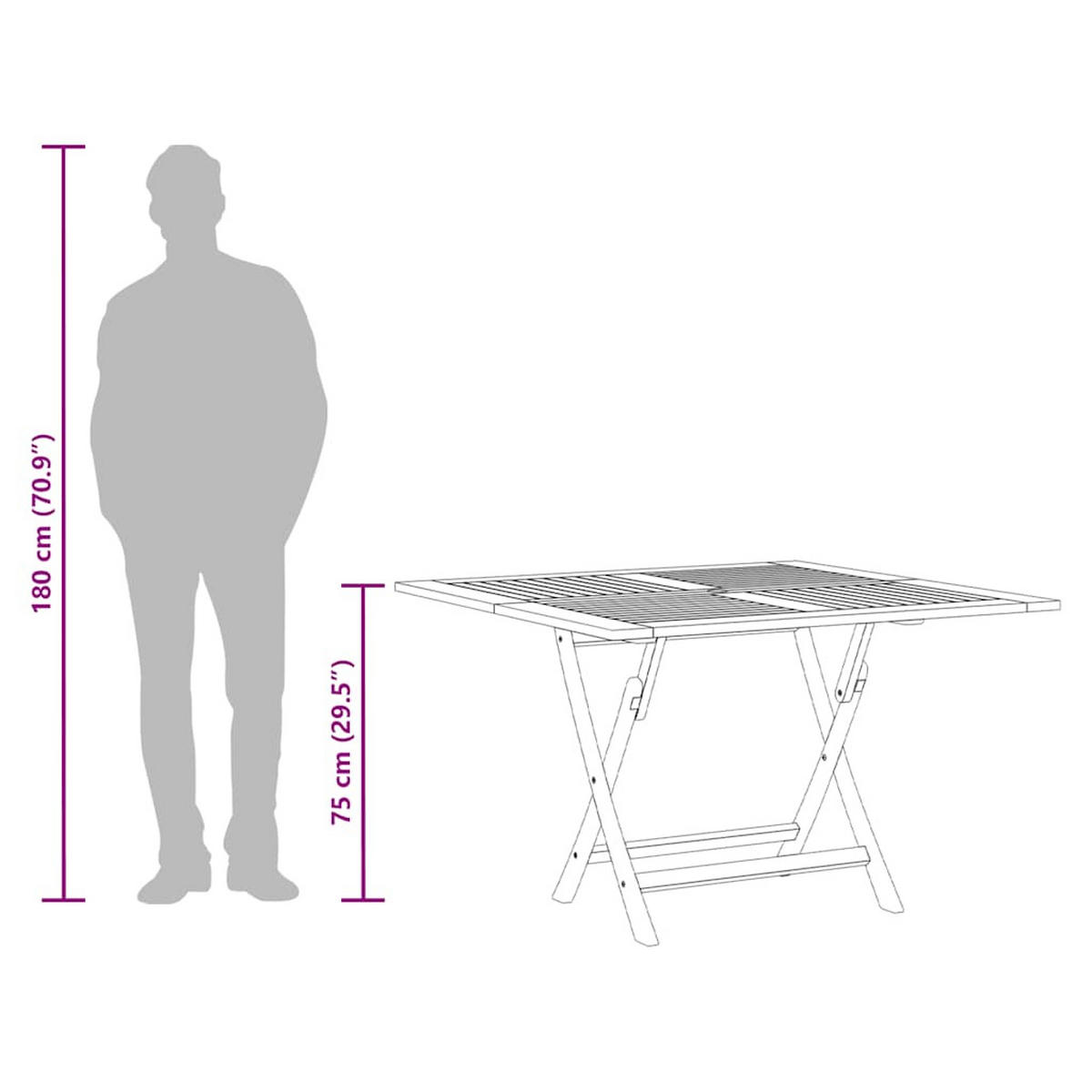 GARTENTISCH, klappbar, 110/110/75 cm, aus Massivholz Akazie, achteckig - Braun, Holz (110/110/75cm) - vidaXL