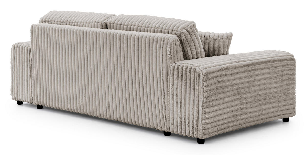 3-SITZER-SOFA Mollis Hellgrau Plüschcord - Hellgrau/Schwarz, Holz/Kunststoff (213/79/108cm) - S-Style Möbel