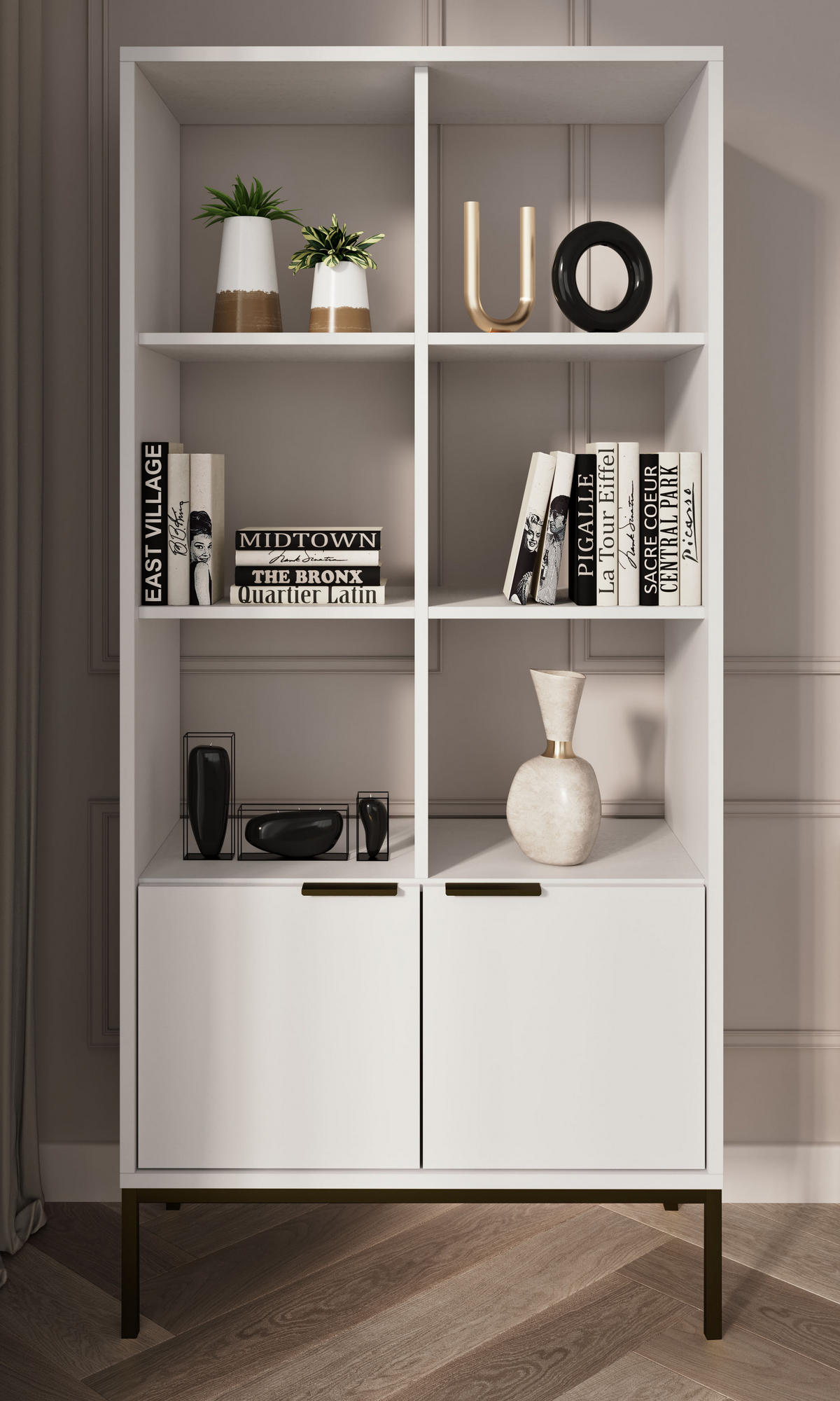 BÜCHERREGAL Austin 40/171,3/80 cm - Schwarz/Weiß, Holzwerkstoff (40/171/80cm) - Kocot Kids