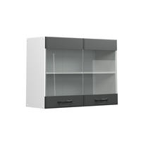 KÜCHENGLASSCHRANK R-Line Anthrazit Landhaus 80 cm - Anthrazit/Weiß, Holzwerkstoff (80/60/31cm) - Vicco
