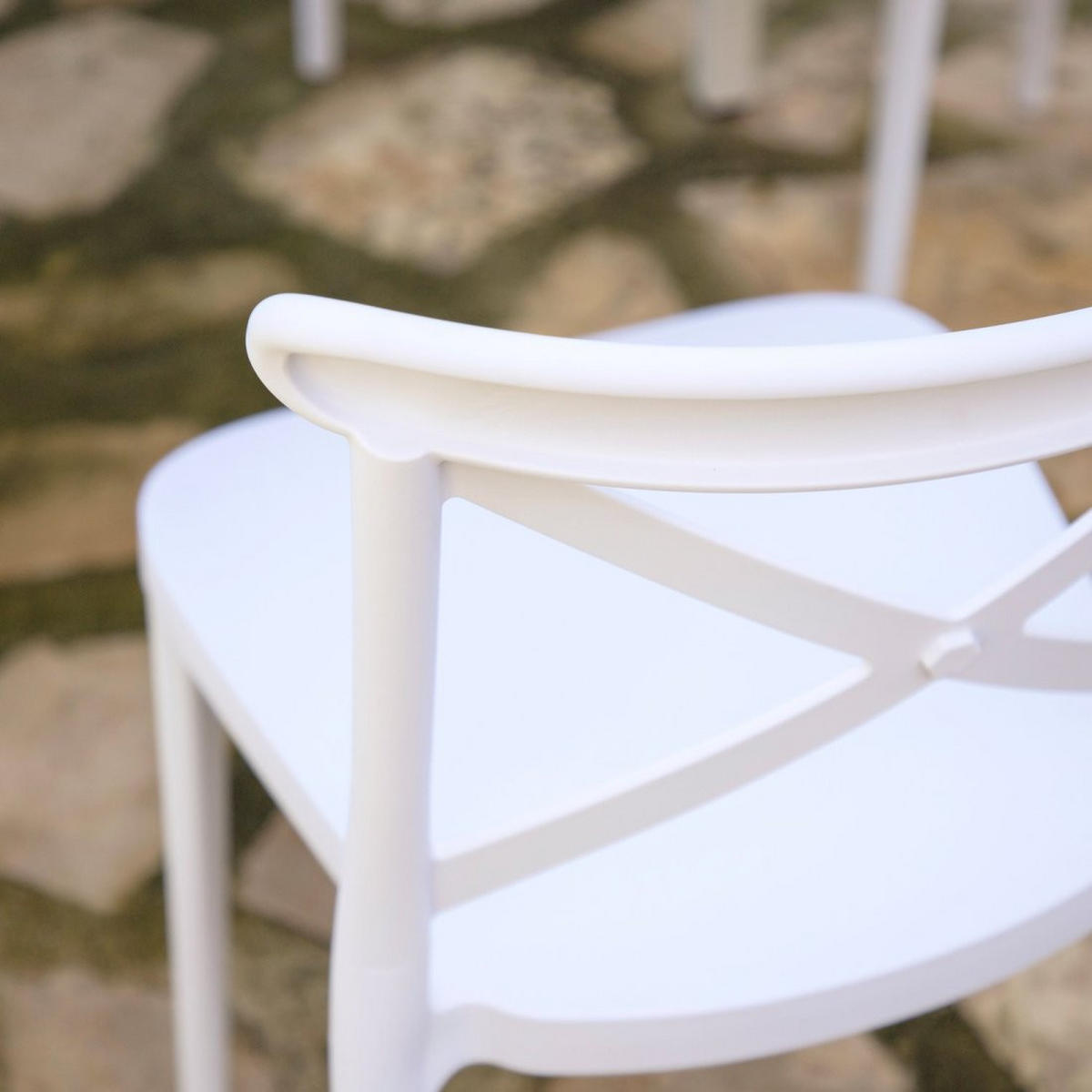 STUHL FÜR DRAUSSEN Birk Weiß 48 cm x 81 cm - Weiß, Kunststoff (48/81/53cm)