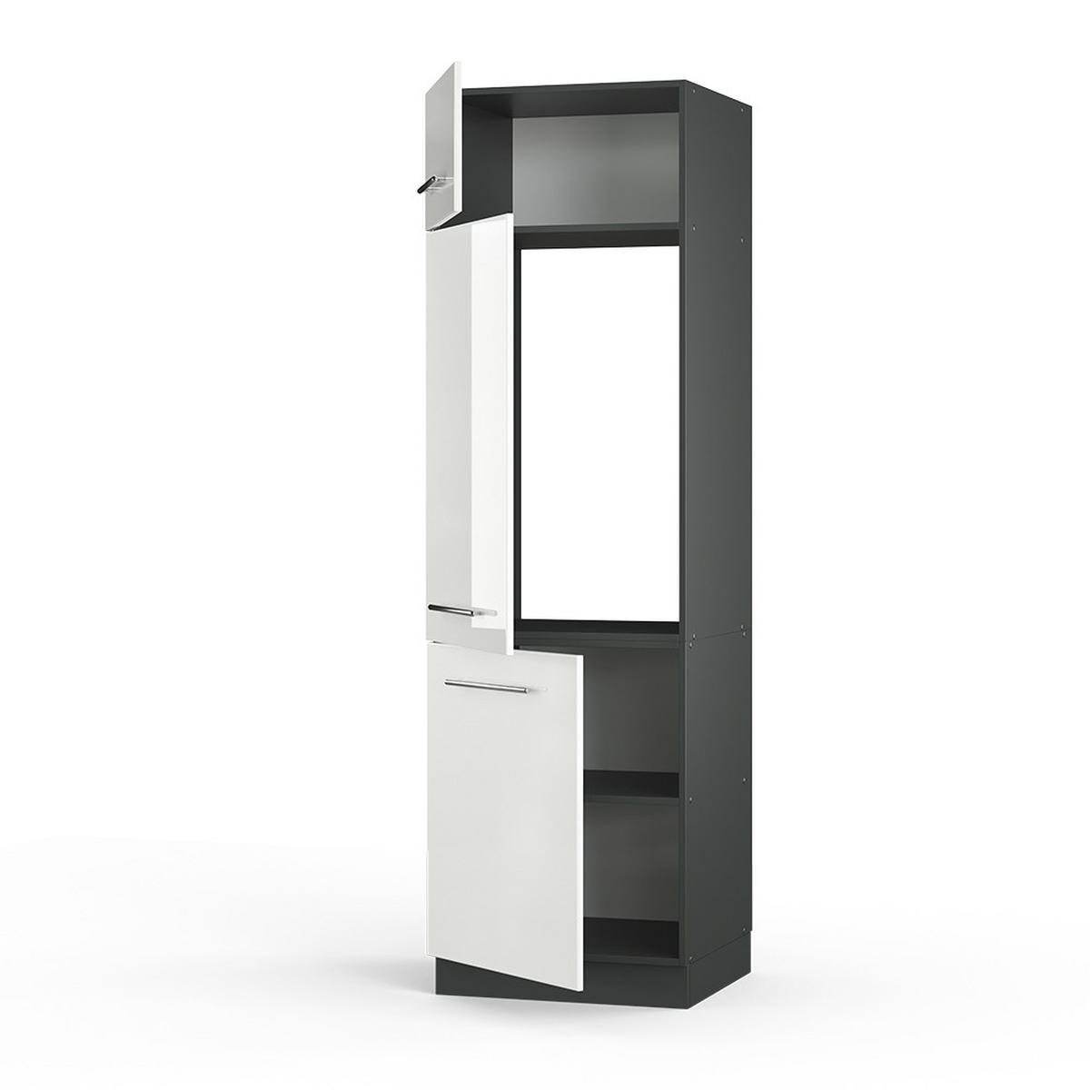 KÜCHENSCHRANK Fame-Line Weiß Hochglanz 60 cm - Weiß Hochglanz/Anthrazit, Holzwerkstoff (60/206.8/58.1cm) - Vicco