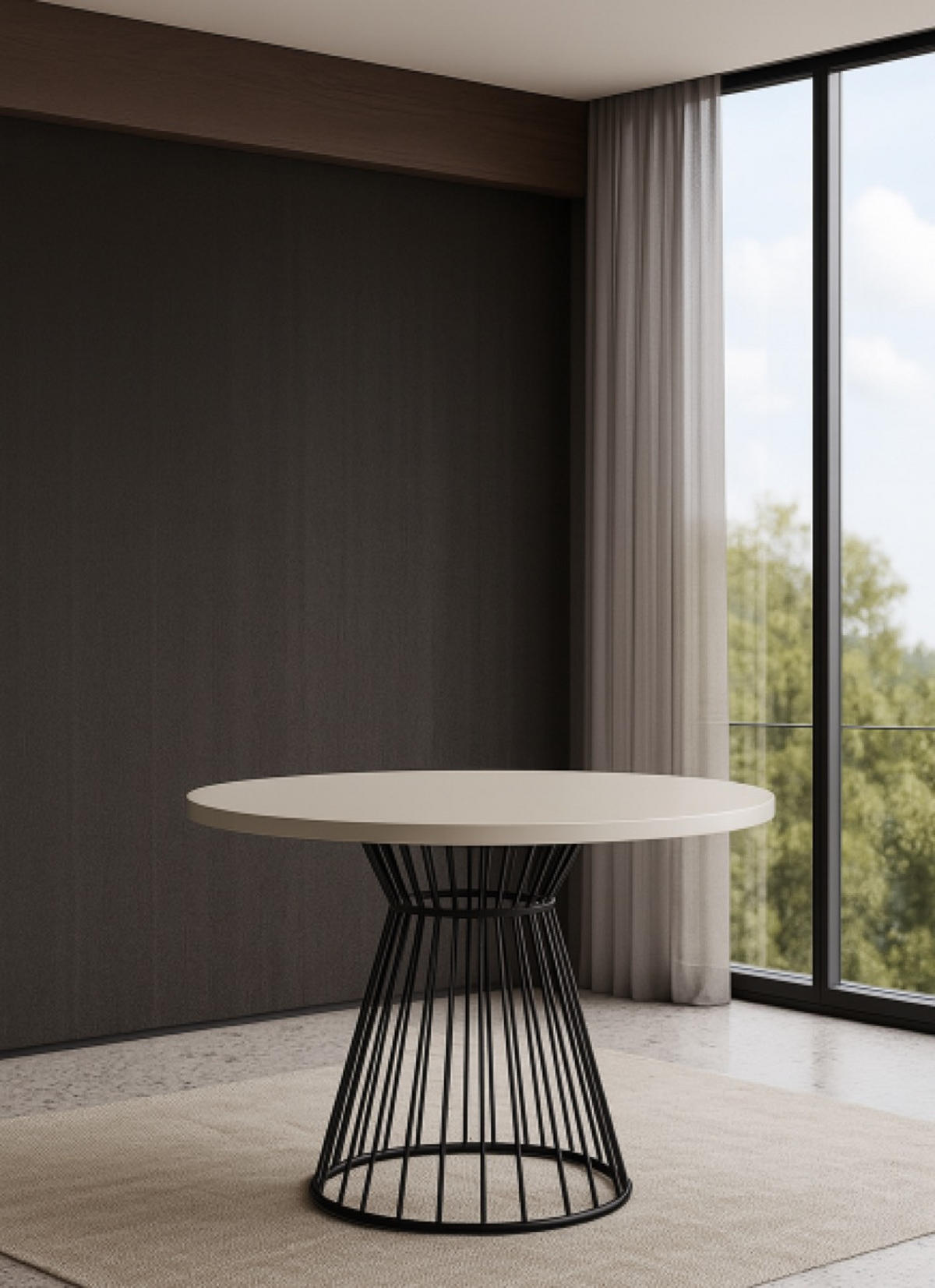 TISCH Kaschmir Reo Rund Metallbasis 100 cm - Beige, Holzwerkstoff (100/100/76cm) - Sepro Meble