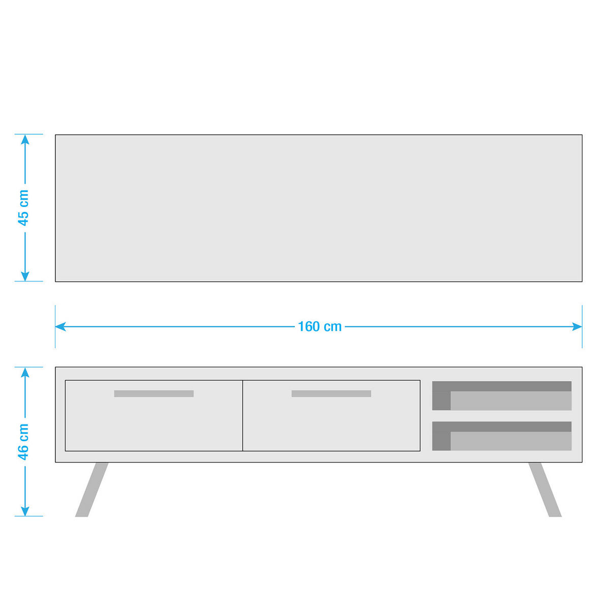 TV-LOWBOARD - Akazie massiv / Metall - Akaziefarben, Holz (160/46/45cm) - home24