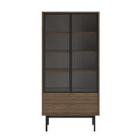 VITRINE Olar Holzoptik Carini Nussbaum 85 cm - Goldfarben/Schwarz, Holzwerkstoff/Metall (85/179/41cm) - Selsey