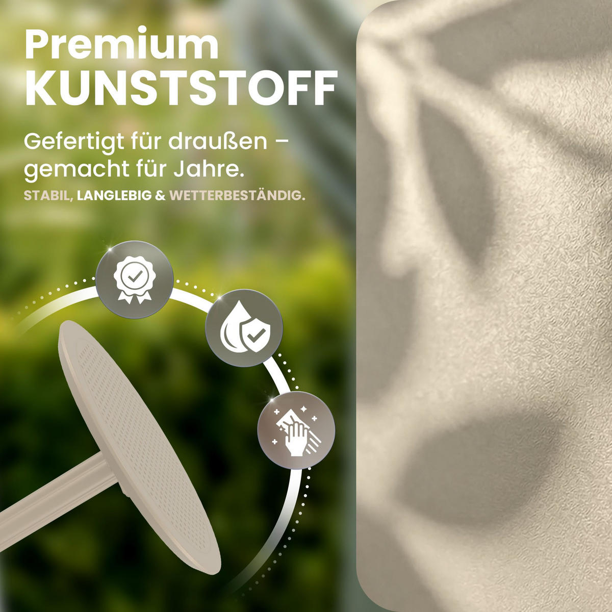 GARTENTISCH rund Kunststoff taupe - Taupe, Kunststoff (60/60/74cm) - CLP
