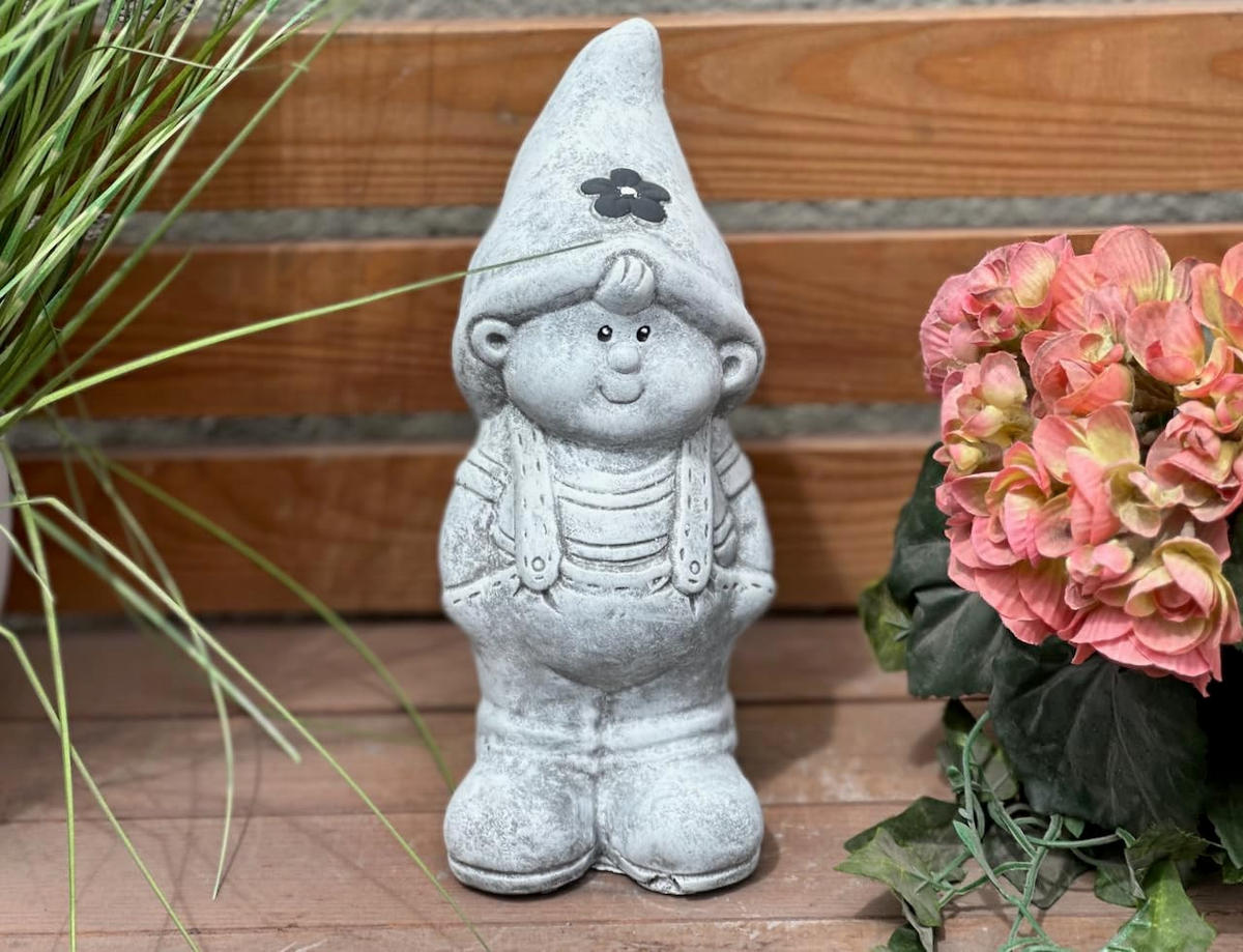 STEINFIGUR Wichtel Junge frostfest Steinguss - Grau, Stein (12/26/11cm) - stoneandstyle