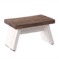 FUSSHOCKER SCHEMEL Recyclingholz massiv 05 weiß-natur - Multicolor, Holz (29/18/19cm) - DESIGN DELIGHTS