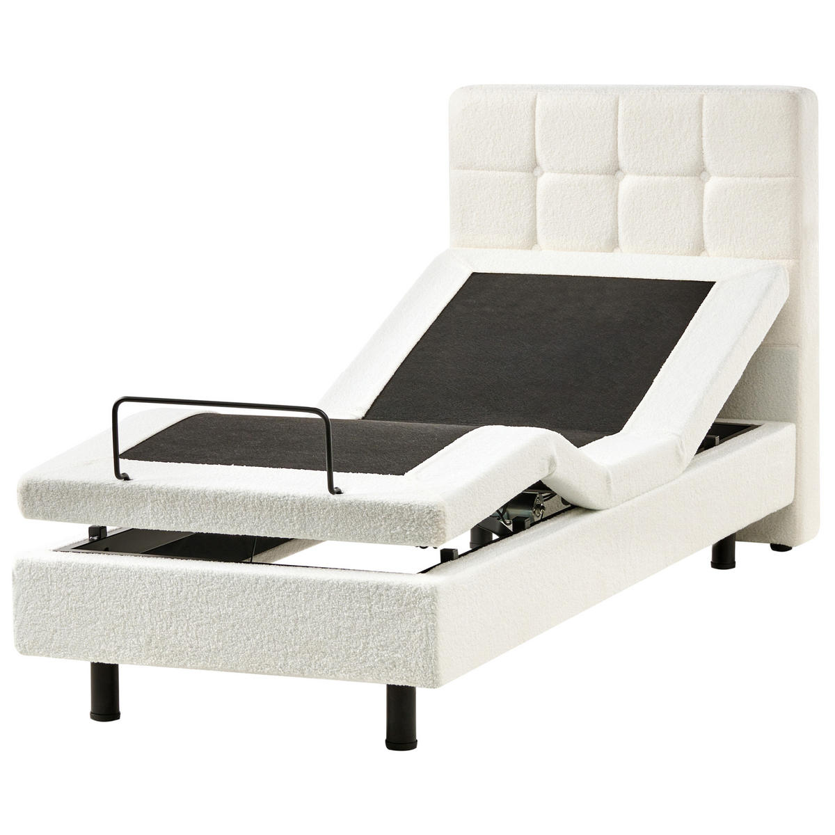 POSTELJA nastavljiva 80/200 bouclé kremasto bela Duke - krem, tekstil (80/200cm) - Beliani