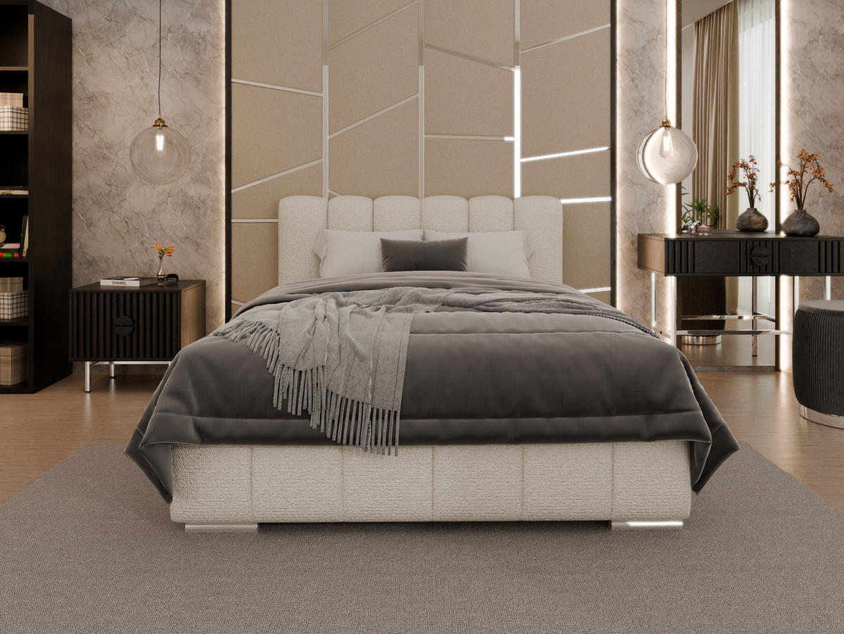 POLSTERBETT Zaira 140x200cm – Elegantes Polsterbett für modernen Wohnstil , ohne matratze, creme - Creme, Holz (140/200cm) - Panda Möbel