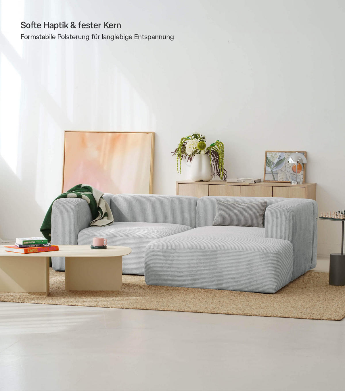 ECKSOFA modular Cubo 3-Sitzer - Grau, Textil (226/179cm) - Mokebo
